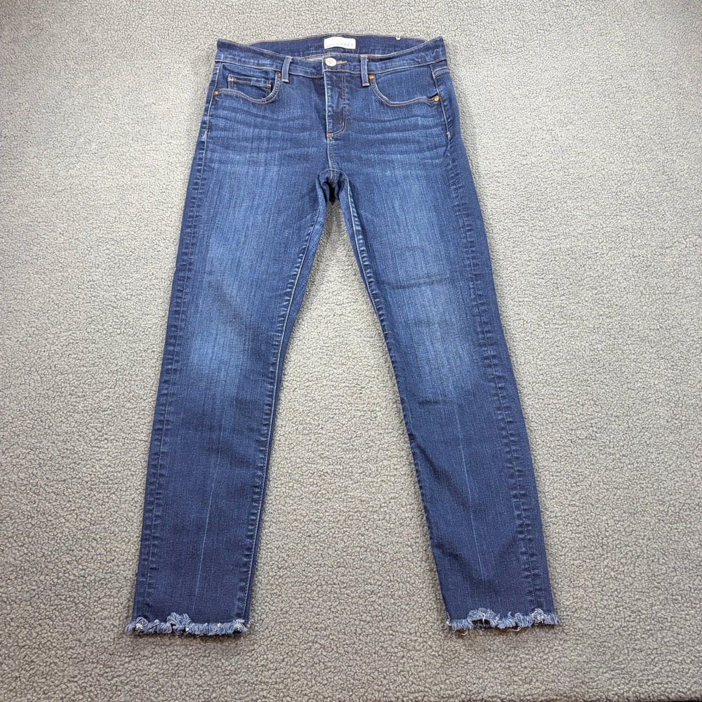 LOFT Jeans Women 29/8 Blue Modern Skinny Frayed Raw Hem Distressed 493479M